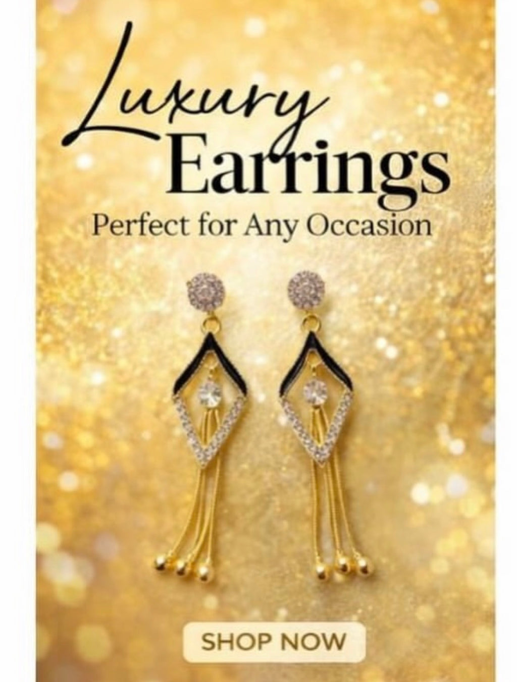 Golden Aura Crystal Drop Earrings – Elegant Statement Luxury - ₹499