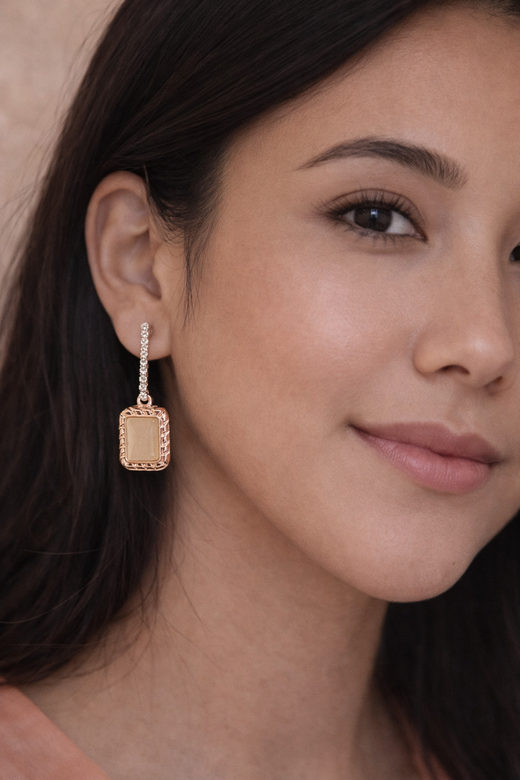 Rectangular Drop Earrings | Rose Gold Finish -₹250