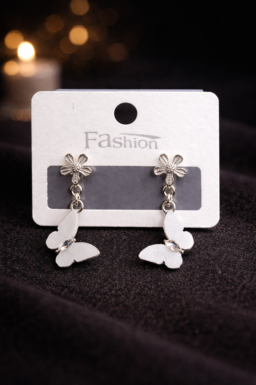 Floral Butterfly Drop Earrings | Delicate Silver Finish - ₹199