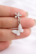 Floral Butterfly Drop Earrings | Delicate Silver Finish - ₹199