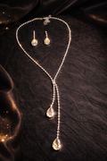 Zircon Teardrop Necklace & Earring Set – Luxury Imitation Jewellery - ₹999