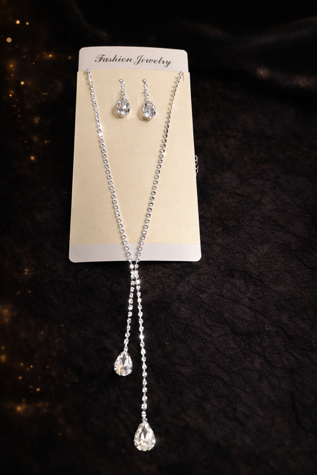 Zircon Teardrop Necklace & Earring Set – Luxury Imitation Jewellery - ₹999