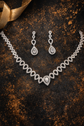 Elegant Silver Diamond-Look Necklace & Earrings Set – Premium AD Jewellery | Party & Wedding Wear | ₹2499