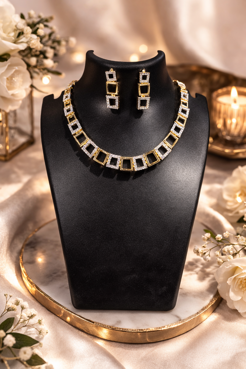 Anti-Tarnish American Diamond Jewellery Set – ₹2059