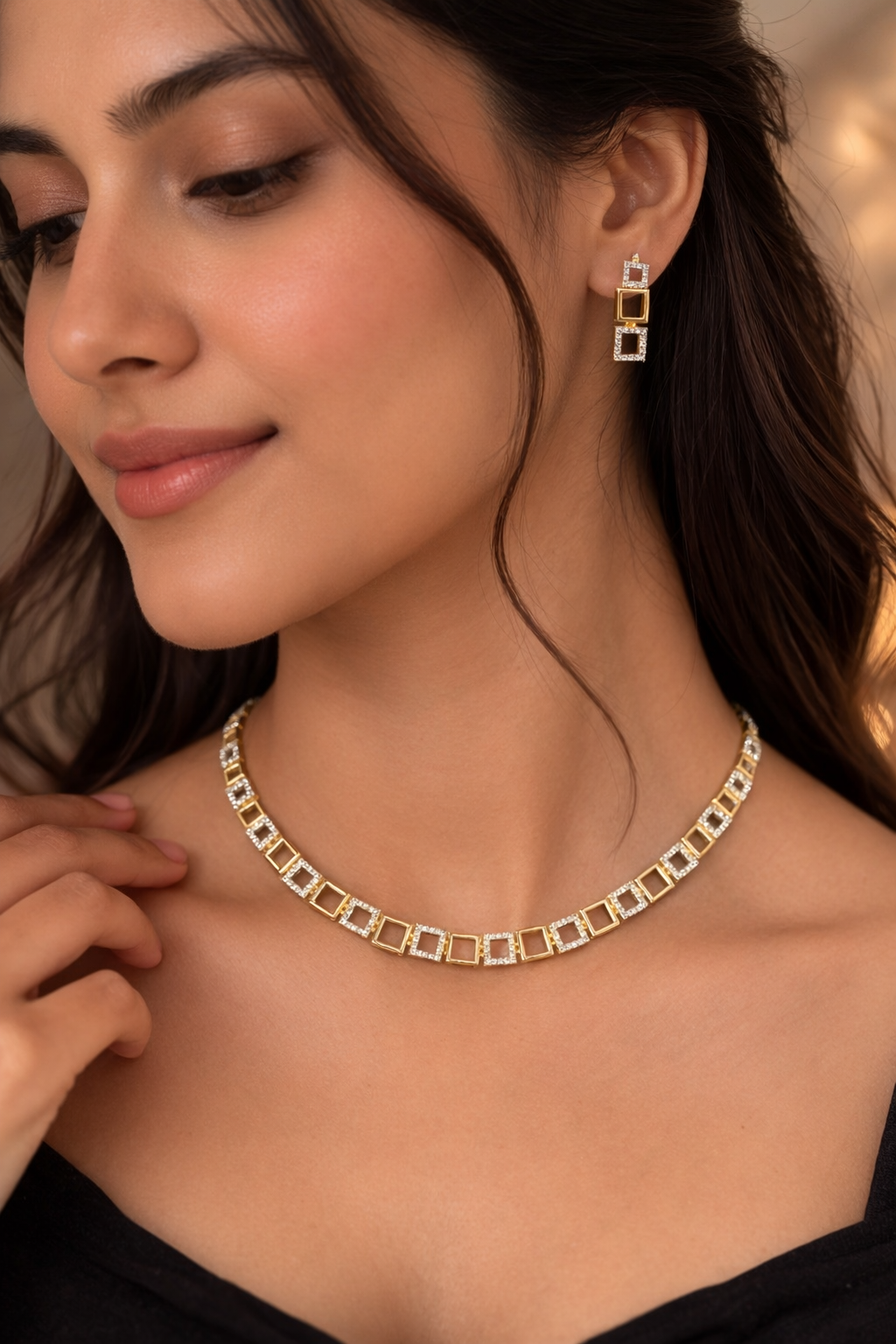 Anti-Tarnish American Diamond Jewellery Set – ₹2059
