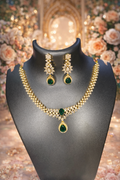 Emerald Drop American Diamond Necklace Set – Anti-Tarnish | Premium Party Wear | ₹ 2499
