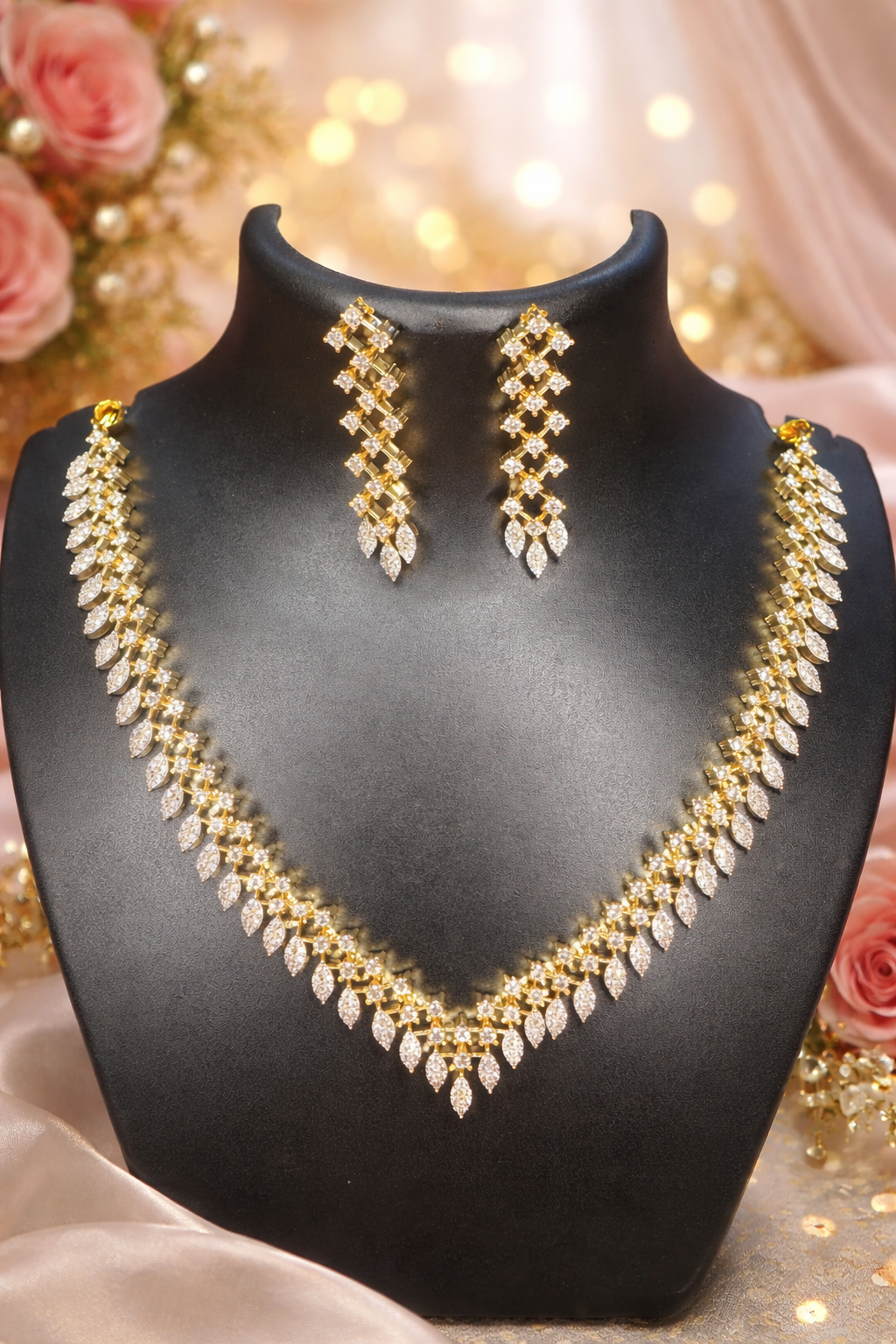 Elegant American Diamond Necklace Set – Anti Tarnish | ₹2599