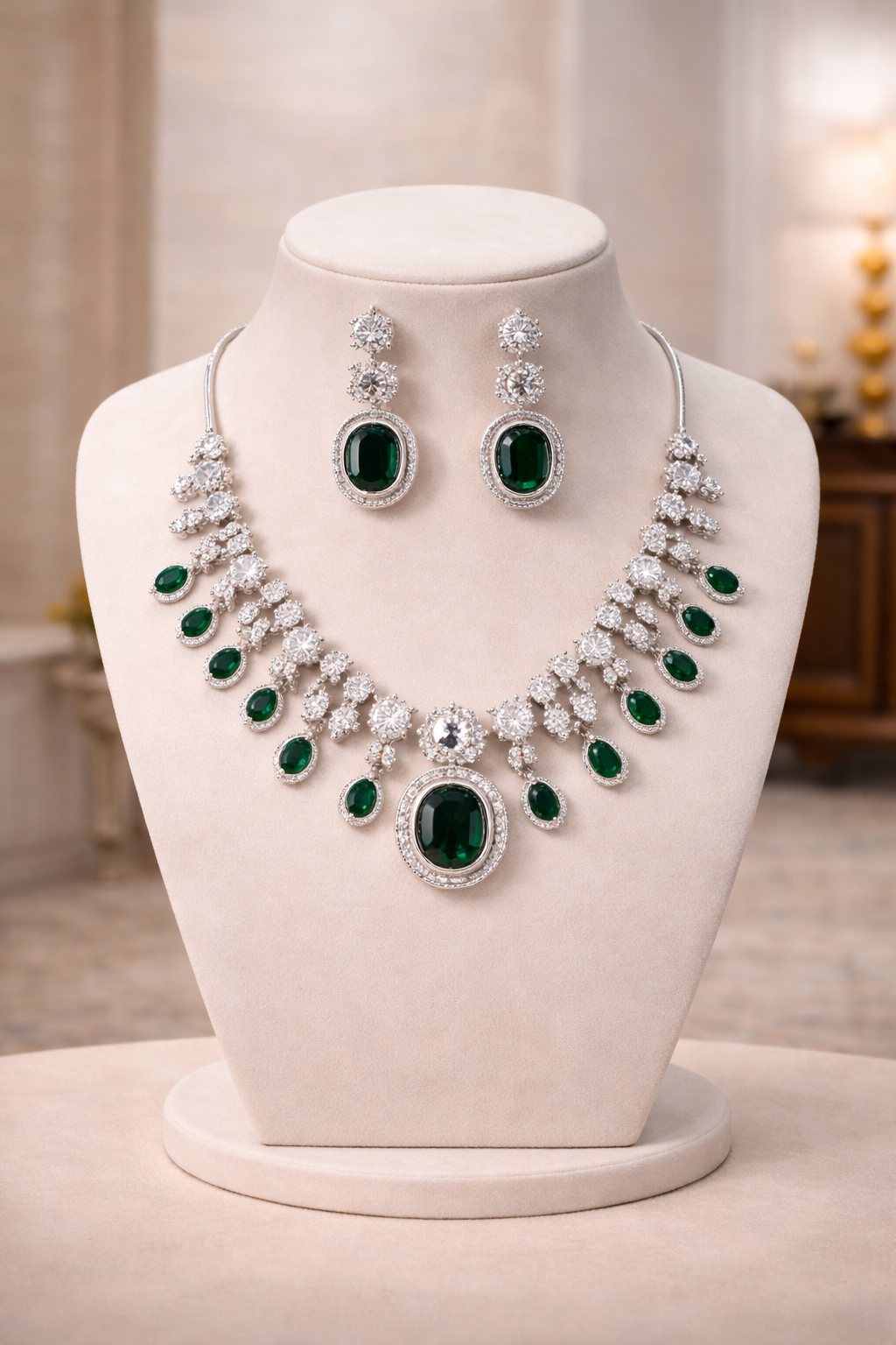 Emerald Signature AD Necklace Set | ₹ 3299