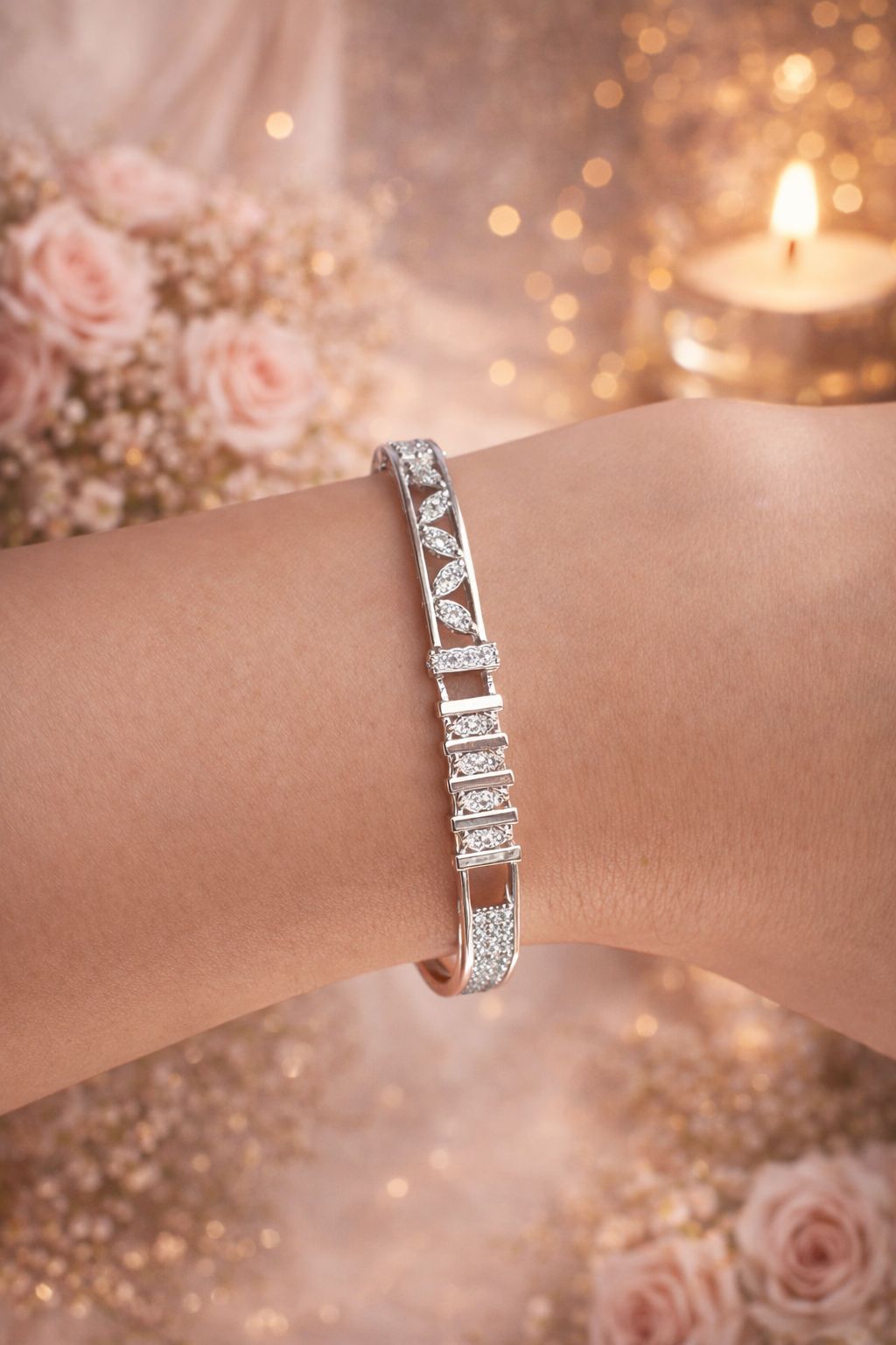 Minimal Luxe American Diamond Slim Bracelet – Rhodium Plated | Premium Gift Box | ₹ 499