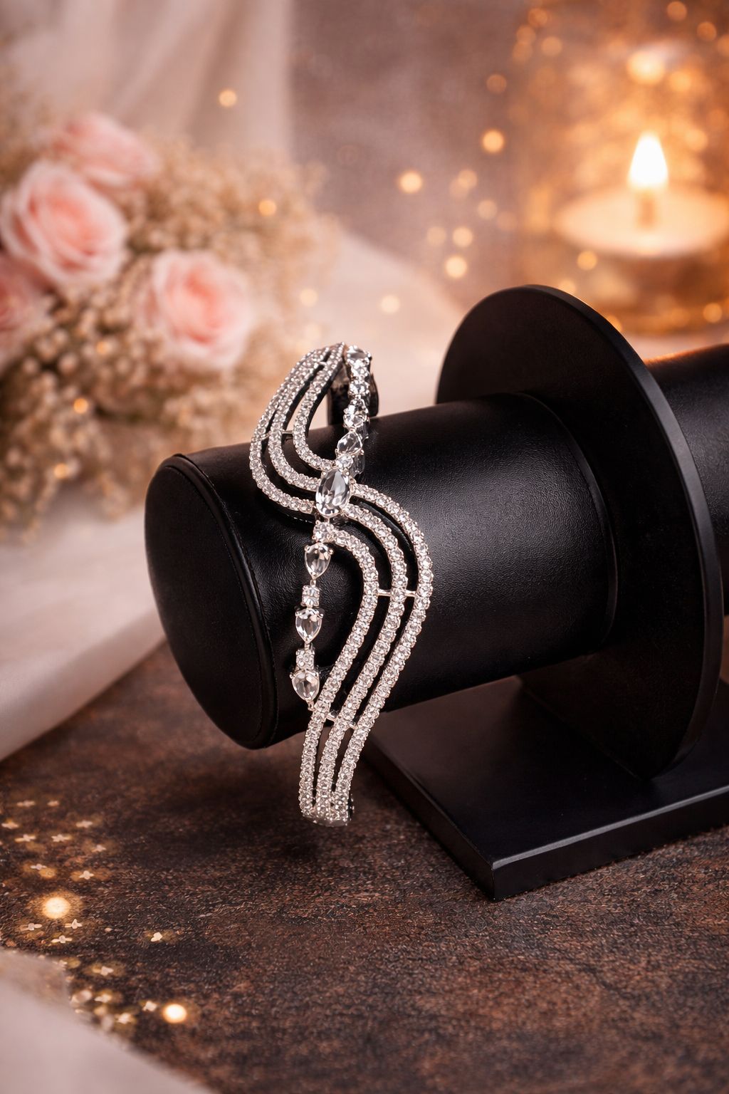 Elegant American Diamond Multi-Layer Bracelet – Rhodium Plated | Premium Gift Box | ₹ 499