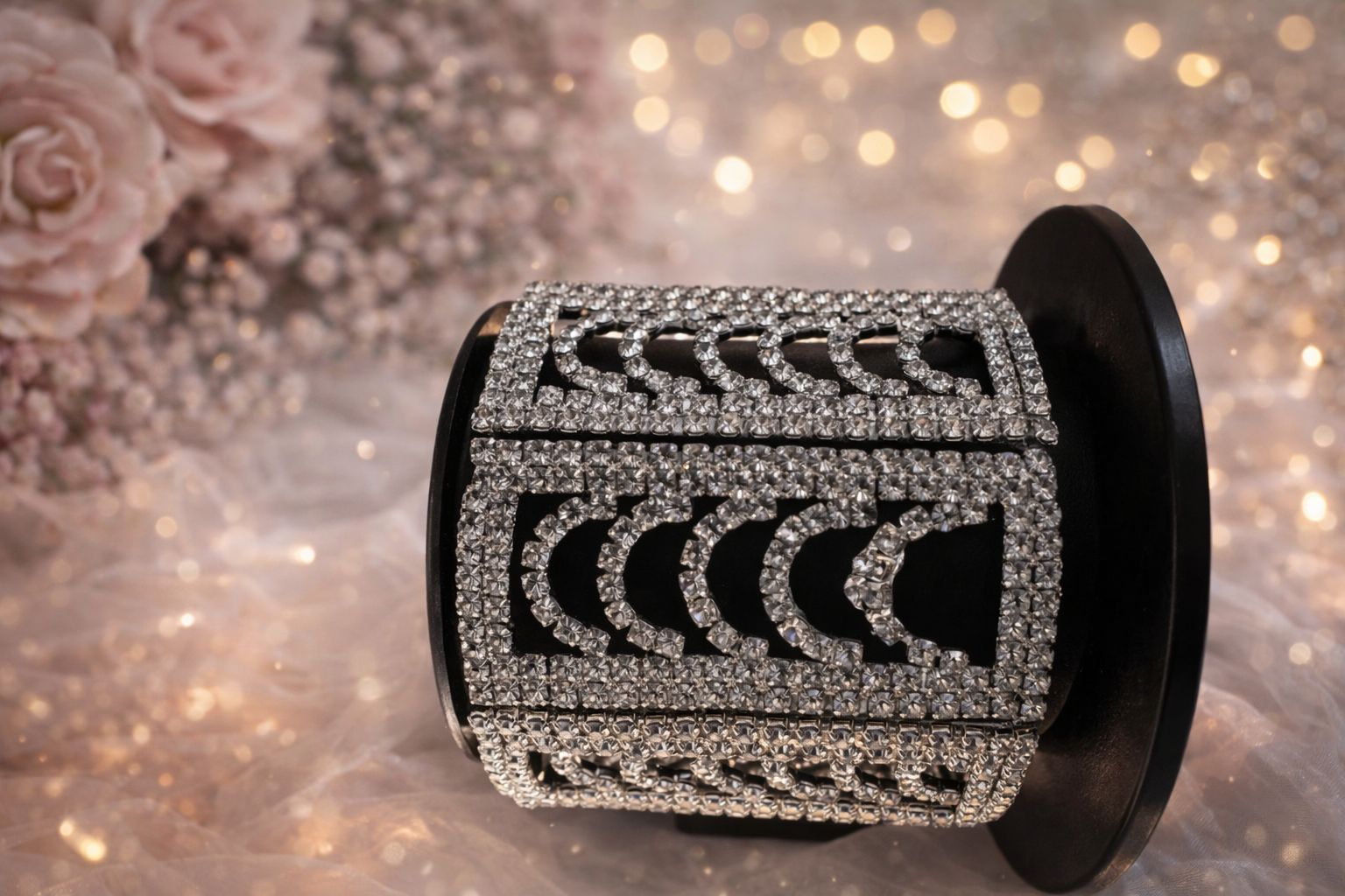 Luxury American Diamond Statement Cuff Bracelet – Rhodium Plated | Premium Gift Box | ₹ 650