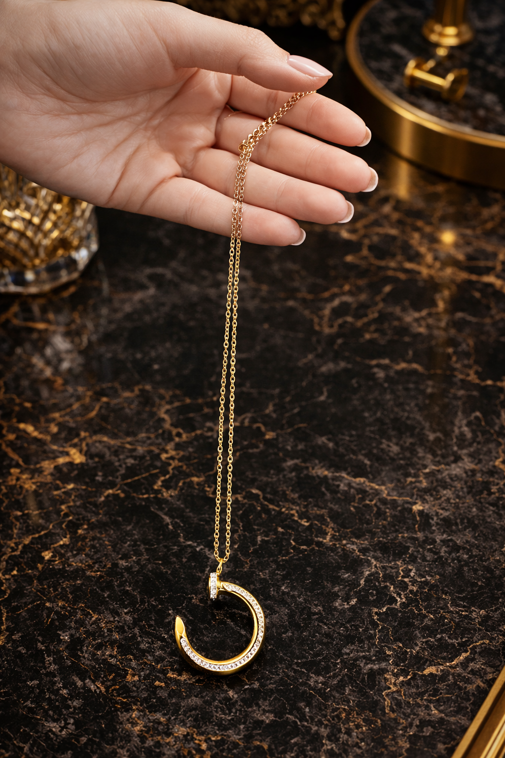 Luxe Crescent Pendant Chain – Gold Plated | 549