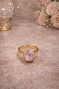 Blush Royale Pear AD Ring – Gold-Plated Elegance | ₹ 375