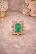 Emerald Royale AD Statement Ring – Gold Luxe Edition | ₹ 749