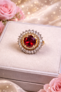 Royal Ruby Halo AD Ring | Statement Luxury Edition | ₹ 699