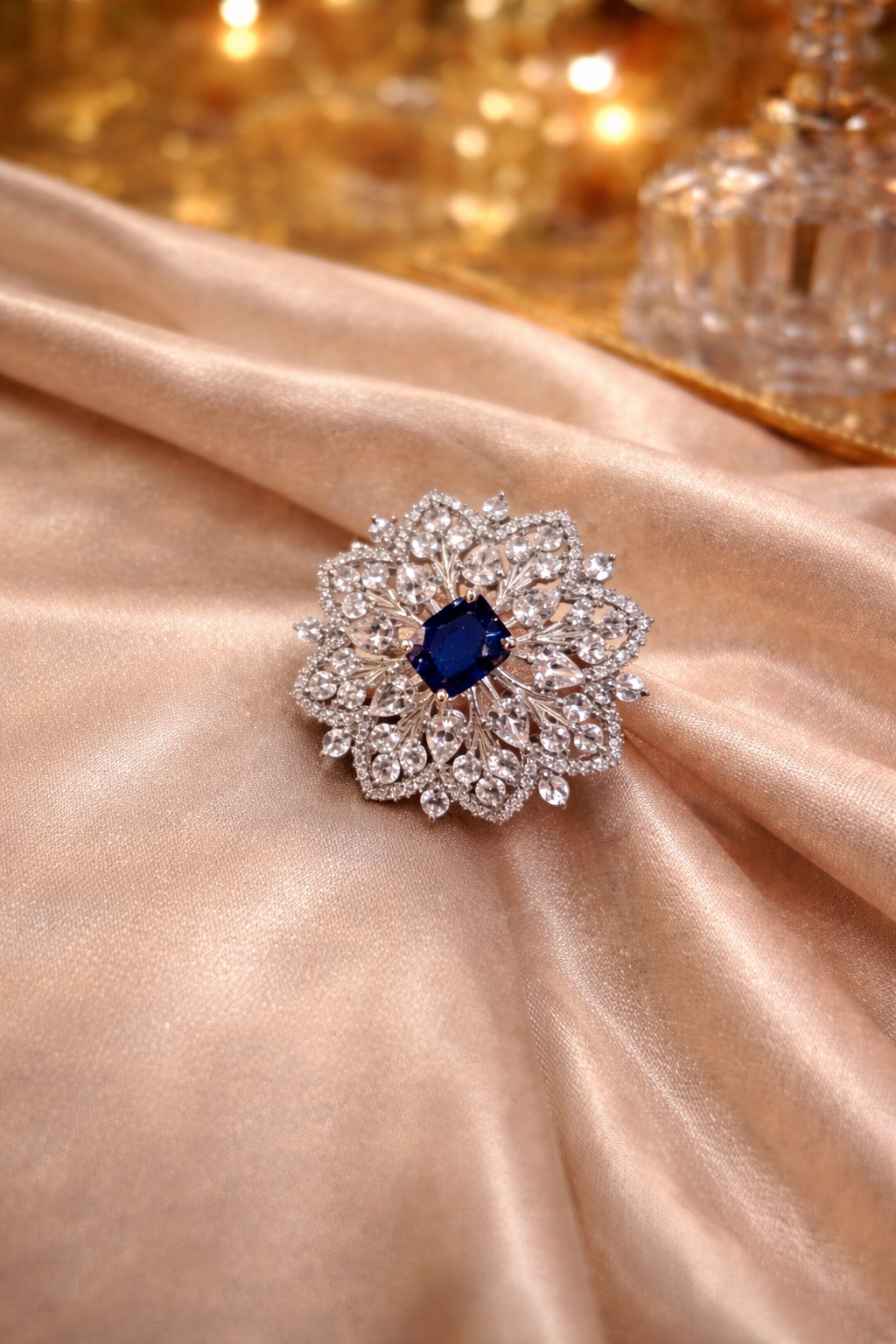Royal Sapphire Bloom AD Statement Ring | ₹ 799