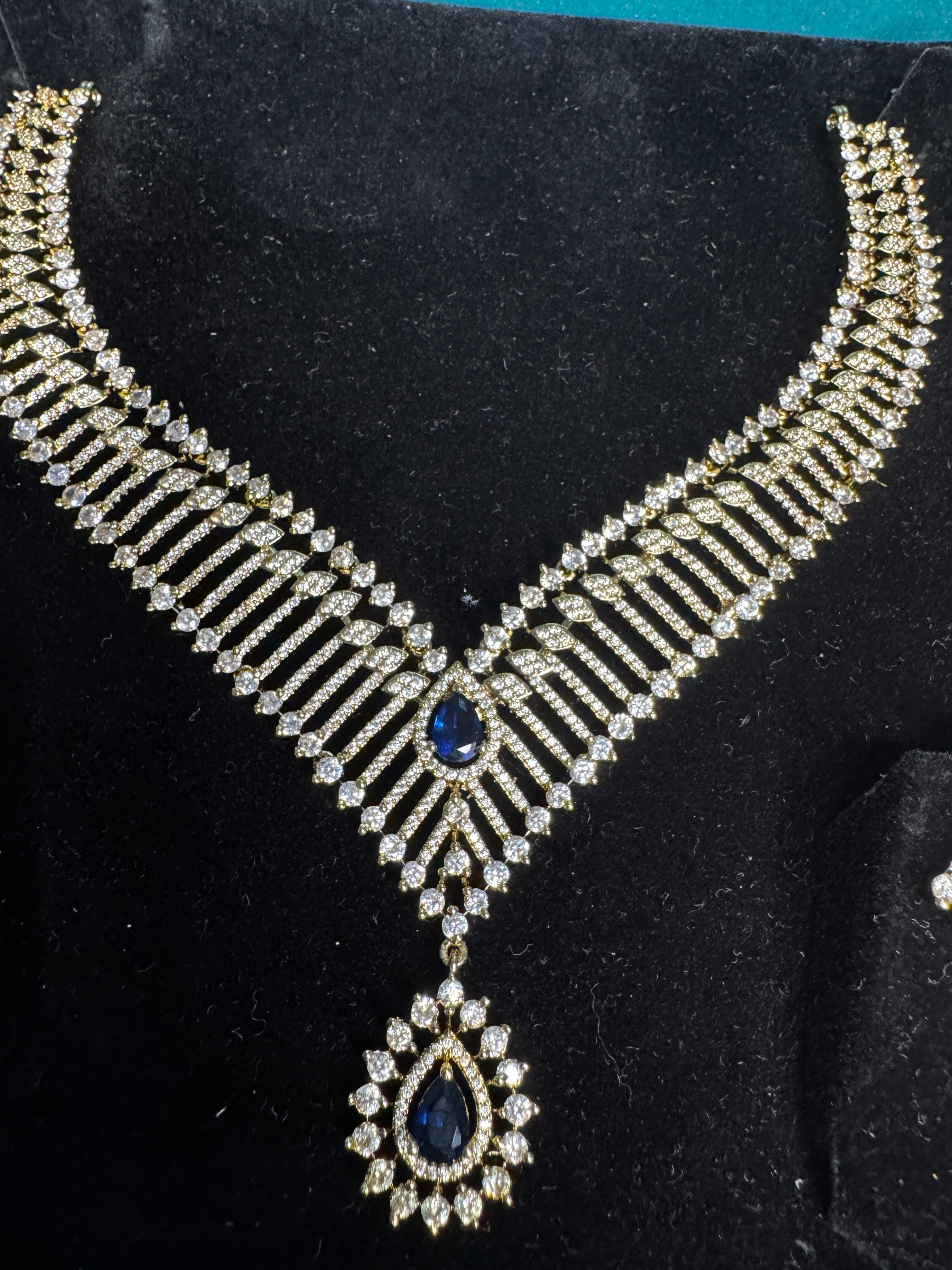 Royal Sapphire Luxe Necklace Set – Premium Edition | ₹ 2399
