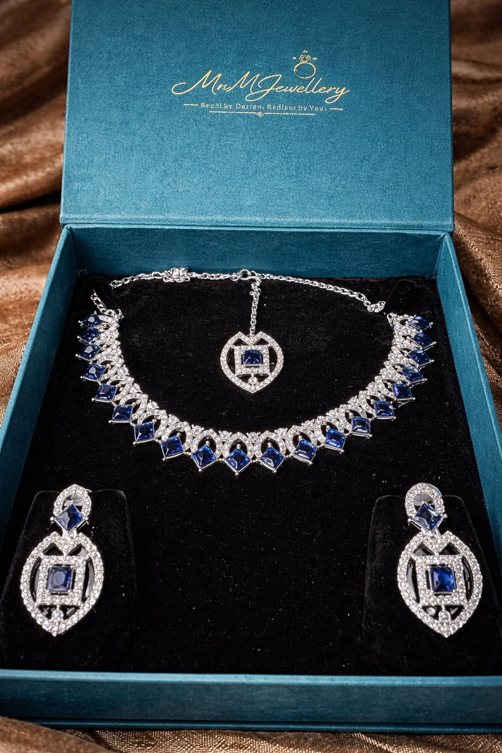 Sapphire Aura Luxe Set – Affordable Royal Elegance | ₹ 999