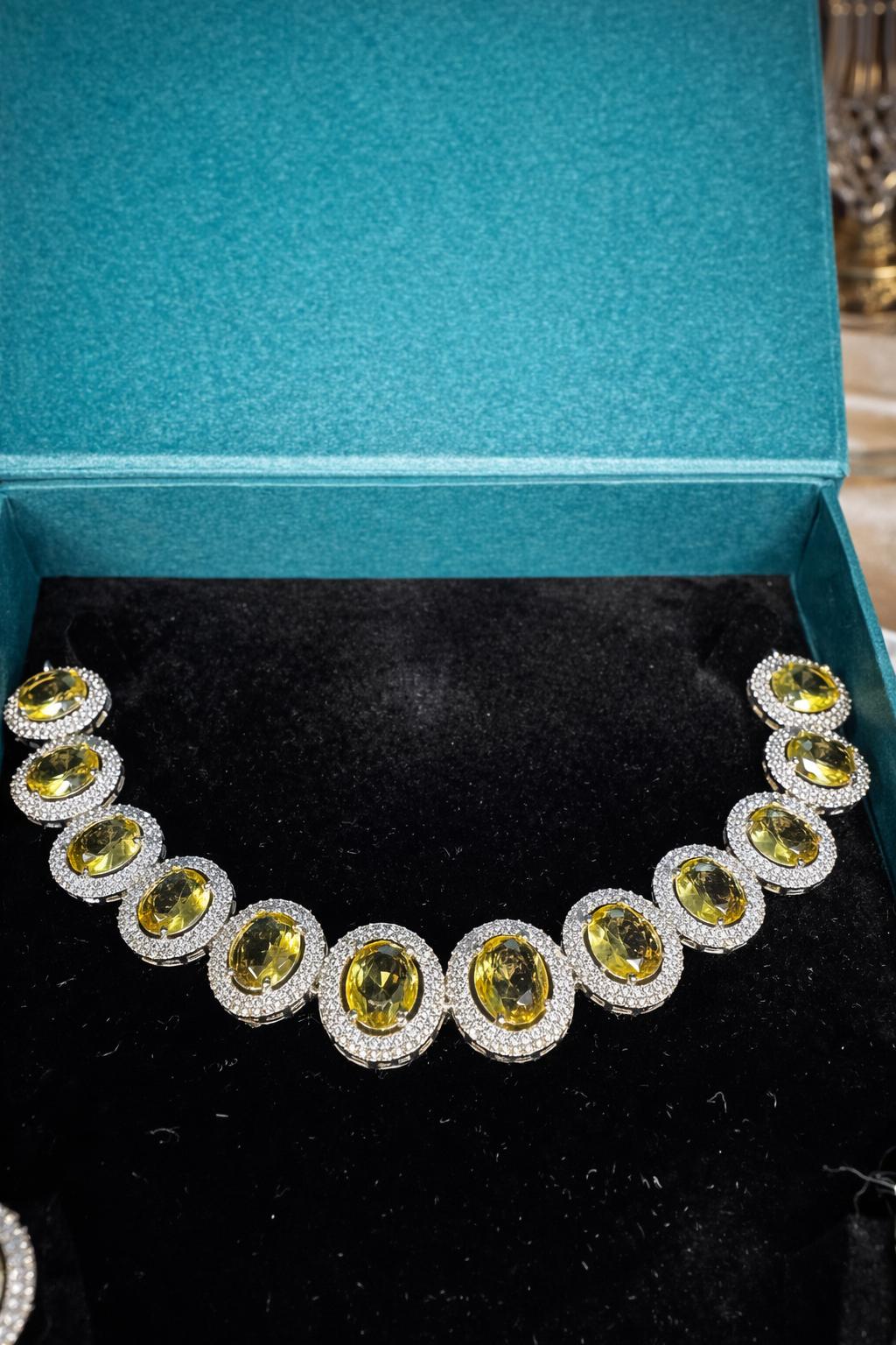 Aurora Citrine Halo Earring Set – Luxury Edition | ₹ 2299