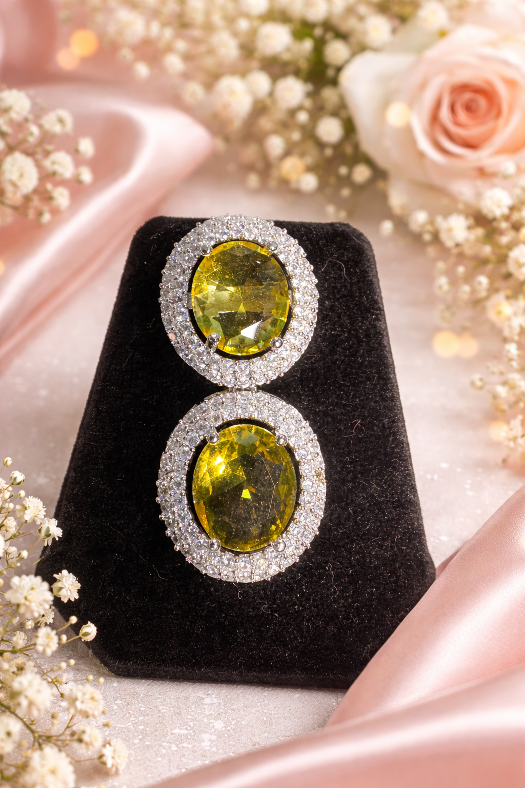 Aurora Citrine Halo Earring Set – Luxury Edition | ₹ 2299